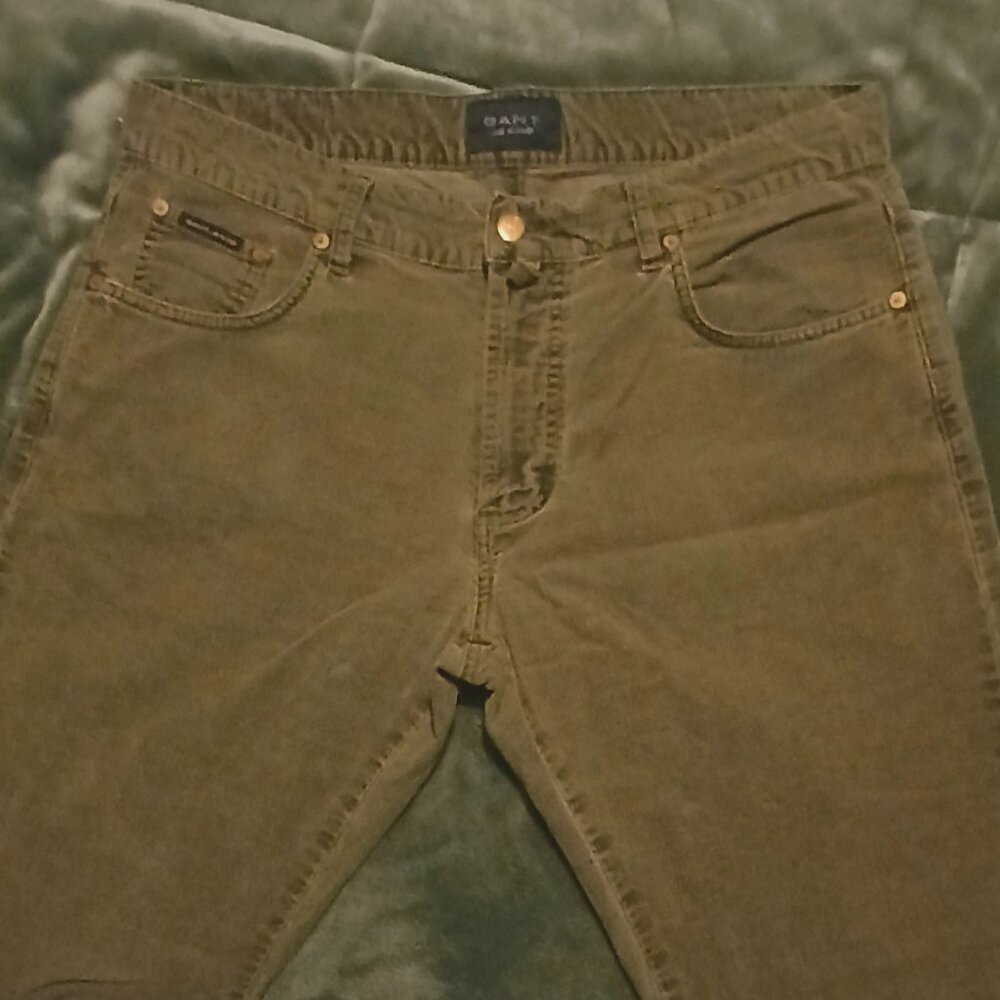 Gant Premium Corduroy Jeans Army Green Brown Men 36”x32” no flaws